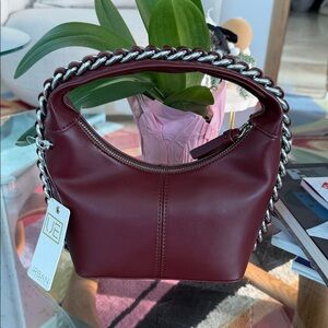 Urban Expressions Burgundy Chain Vegan Leather Handle Bag